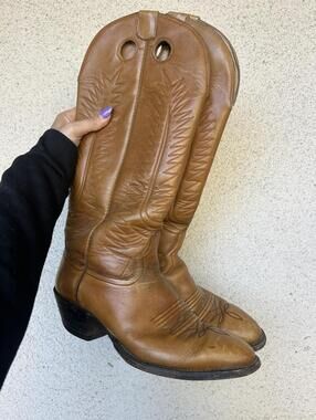 Men’s Mexican Cowhide Cowboy Boots 11D Brown Leather Western Pull On Size 11